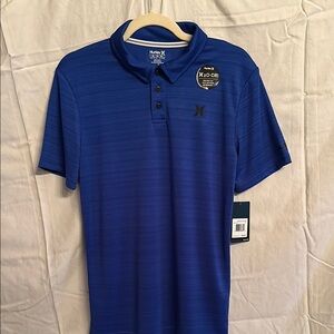 Hurley Blue Performance Polo Shirt with Textured Design